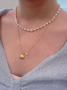 S925 + 14k Gold Shell Necklace