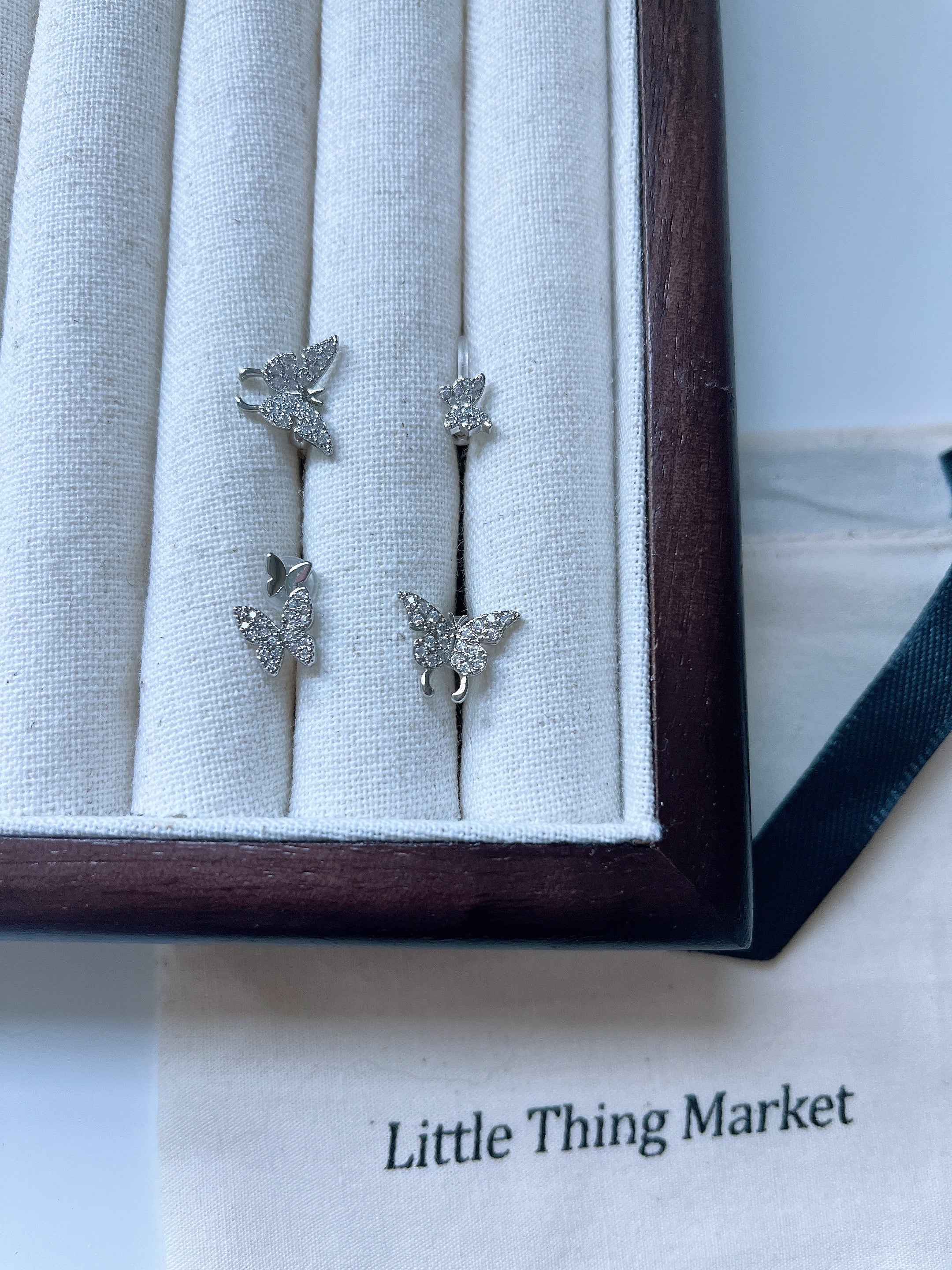 Butterfly Silver Ear Clip & Ear Studs