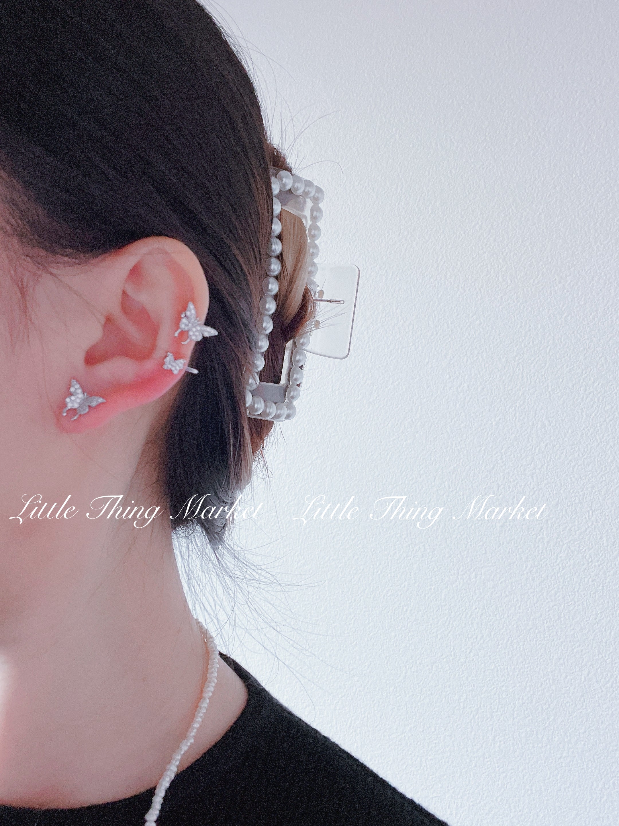 Butterfly Silver Ear Clip & Ear Studs