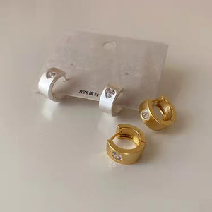 Marin Love Zircon Gold & Silver Hoop Earring/ Pair