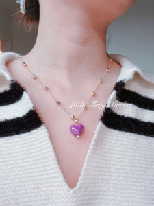 Ceramic Purple Love Gold Necklace