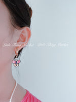 Load image into Gallery viewer, Ceramic Butterfly &amp; Jade Hoop Earrings/ Pair
