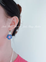 Load image into Gallery viewer, Wood Flower Beaded Earrings/ Pair
