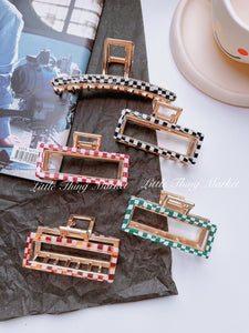 Color Chess Board Metal Hair Claws
