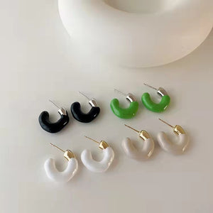 C Rings Color Hoop Earring/ Pair