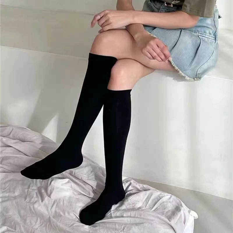 Under Knee Long Black Socks