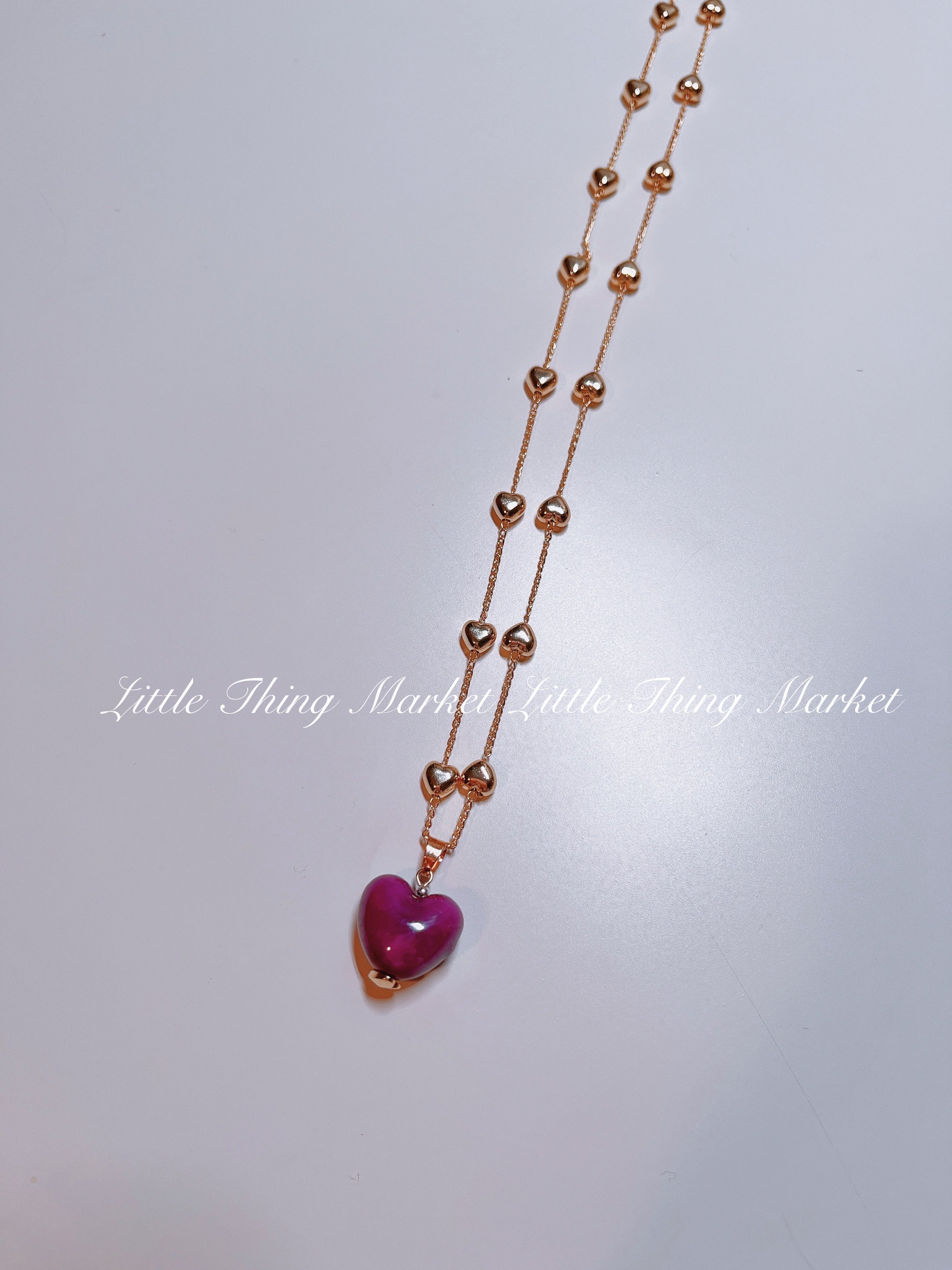 Ceramic Purple Love Gold Necklace