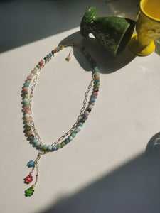 Retro Printed Glass Necklace